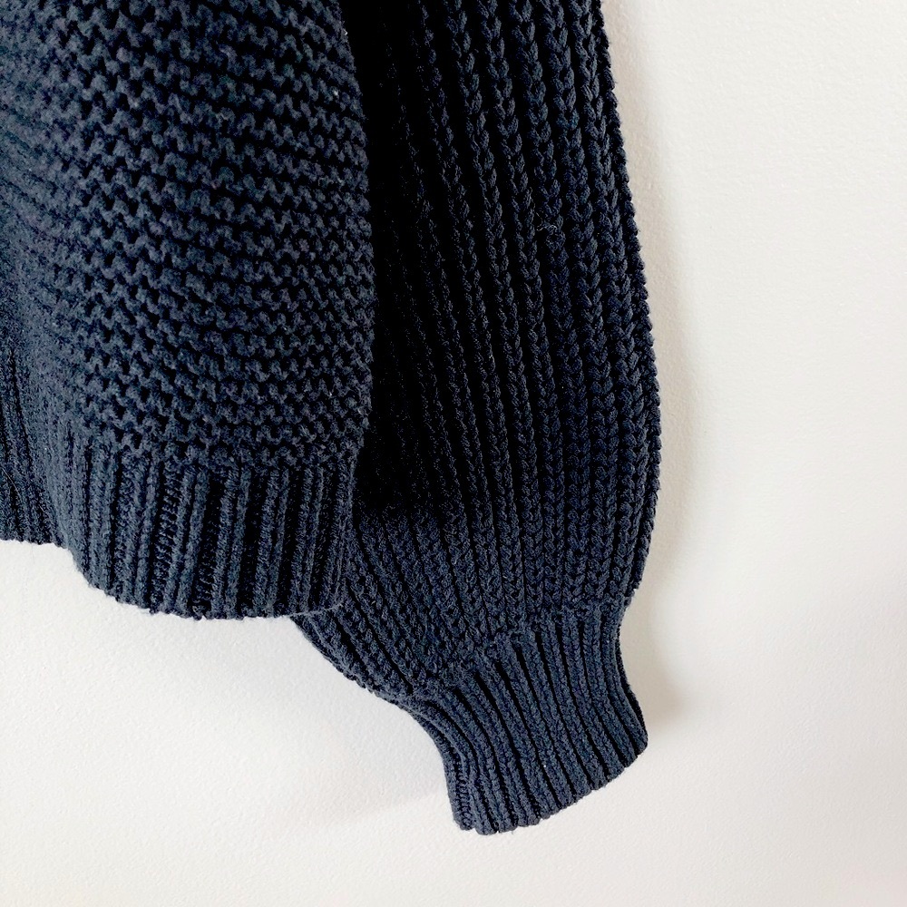 Free People sweater Women's Dream Cable Crew pullover sweater black cable knit - Picture 10 of 12